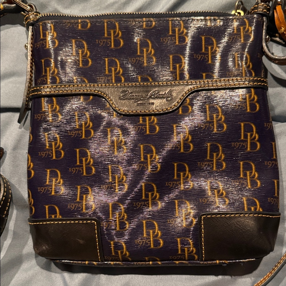 Dooney & Bourke Blue and Gold Logo Crossbody